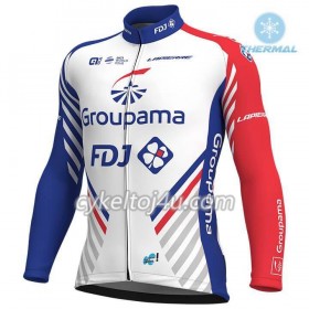 Cykeltrøje Langærmet + Bib Cykelbukser 2018 FDJ N001 Vinter Thermal Fleece